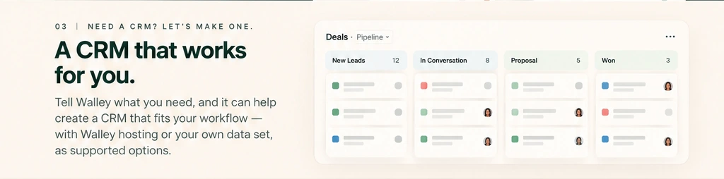 Illustrative custom CRM workspace
